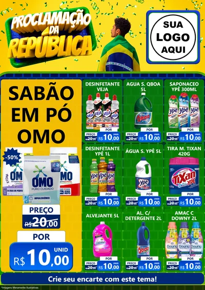 Modelo de Encarte para Encarte A4 Vertical com o tema Proclamação da República para Produtos de Limpeza