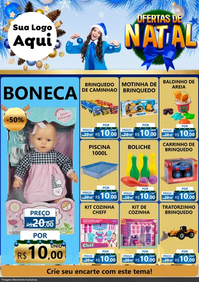 Modelo de Encarte para Encarte A4 Vertical com o tema Ofertas de Natal para Brinquedos