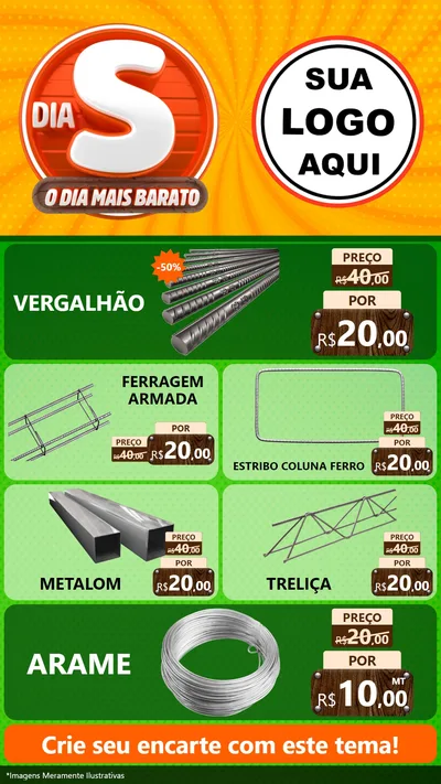 Modelo de TV para TV Vertical com o tema Dia S - O Dia Mais Barato para Ferragens