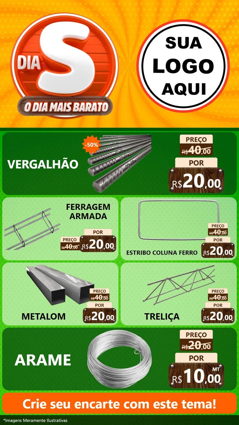 Modelo de TV para TV Vertical com o tema Dia S - O Dia Mais Barato para Ferragens