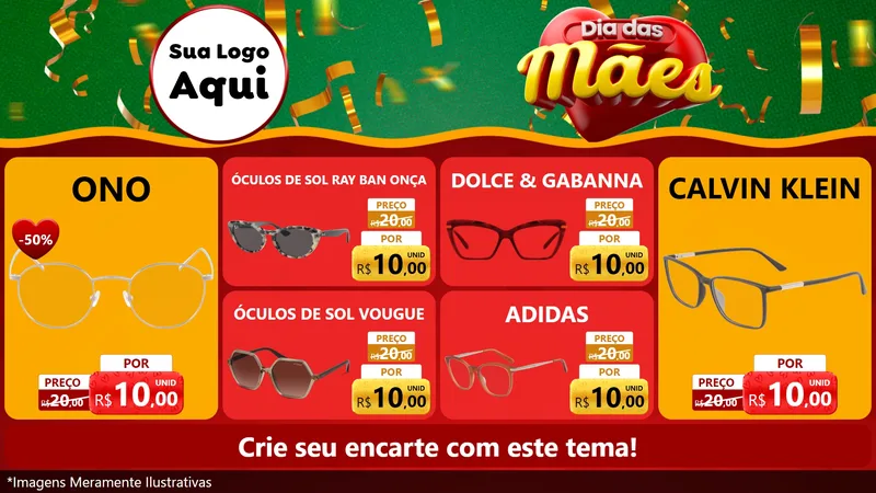 Modelo de TV para TV Horizontal com o tema Dia das Mães para Óticas