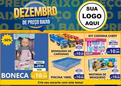 Modelo de Encarte para Encarte A4 Horizontal com o tema Dezembro de Preço Baixo para Brinquedos