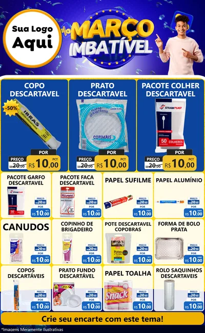 Modelo de Encarte para Encarte Grande com o tema Março Imbatível para Embalagens