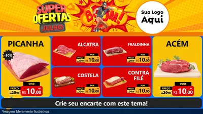 Modelo de TV para TV Horizontal com o tema Super Ofertas Julho para Açougue