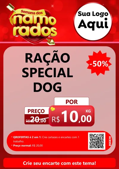 Modelo de Cartaz para Cartaz A4 Vertical com o tema Semana dos namorados para Pet Shop