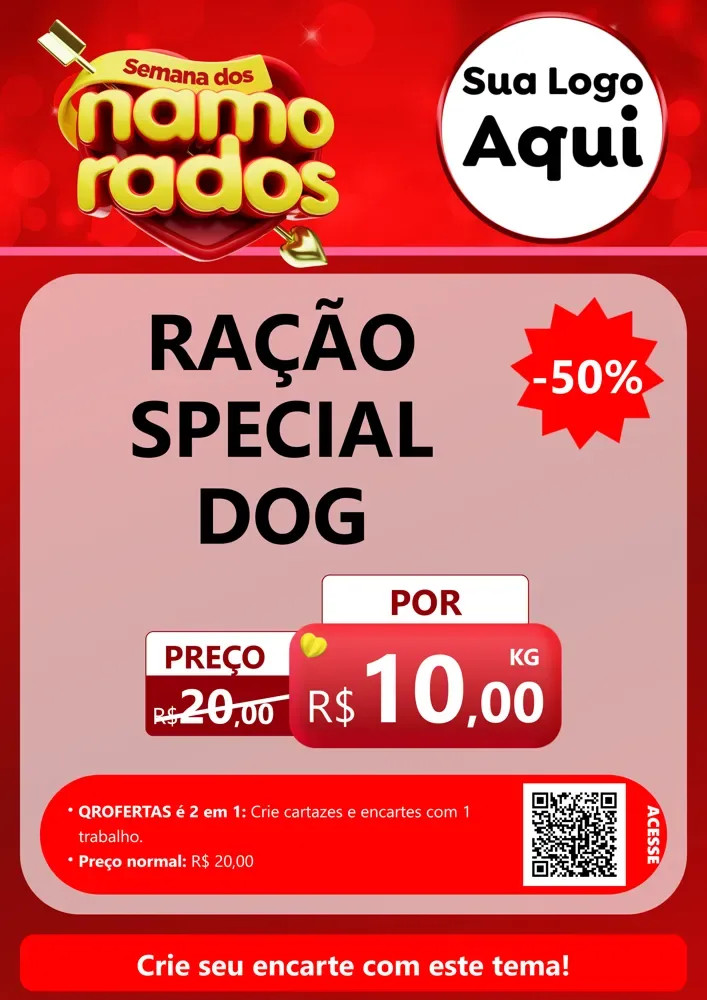 Modelo de Cartaz para Cartaz A4 Vertical com o tema Semana dos namorados para Pet Shop