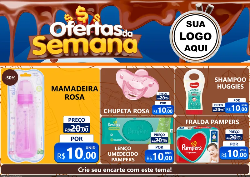 Modelo de Encarte para Encarte A4 Horizontal com o tema Ofertas da Semana - Páscoa para Bebês