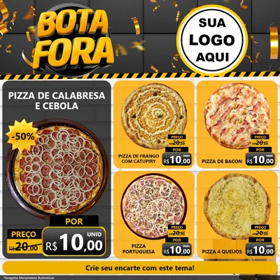 Modelo de Rede Social para Feed Facebook com o tema Bota Fora para Pizzaria