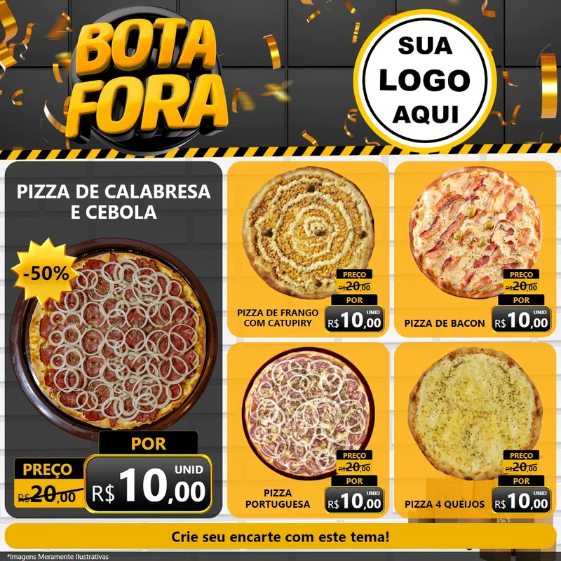 Modelo de Rede Social para Feed Facebook com o tema Bota Fora para Pizzaria