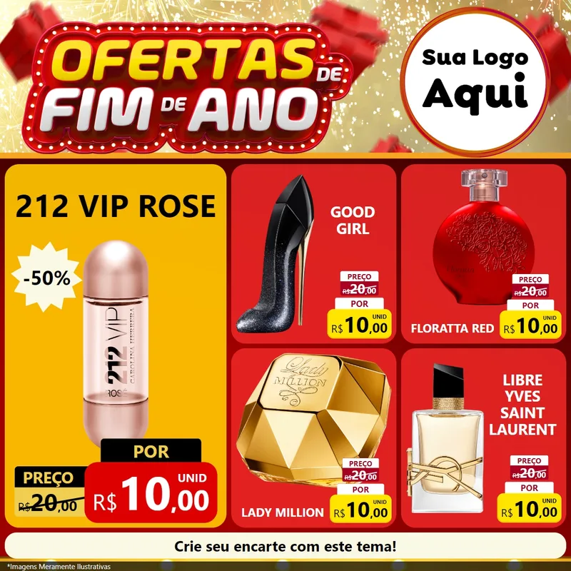 Modelo de Rede Social para Feed Facebook com o tema Ofertas de Fim de Ano para Perfumes