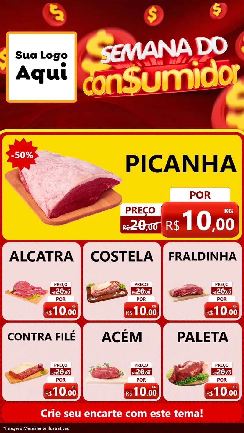 Modelo de Rede Social para Stories com o tema Semana do Consumidor para Açougue