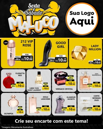 Modelo de Rede Social para Feed Instagram com o tema Sexta e Sábado Maluco para Perfumes