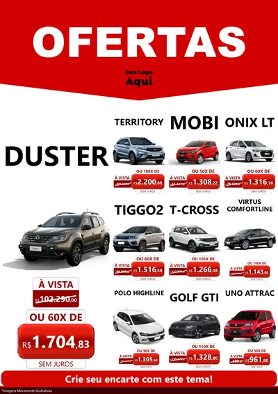 Modelo de Encarte para Encarte A4 Vertical com o tema Ofertas Vermelho Cartaz para Concessionaria de Carros
