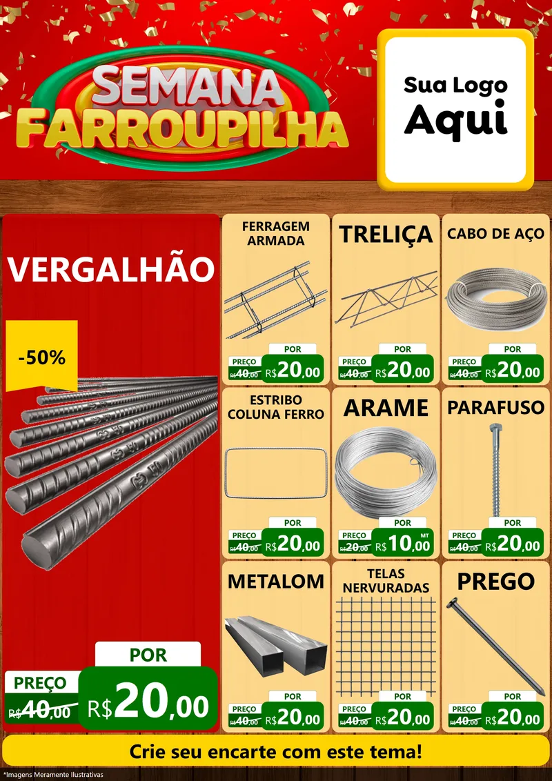 Modelo de Encarte para Encarte A4 Vertical com o tema Semana Farroupilha para Ferragens