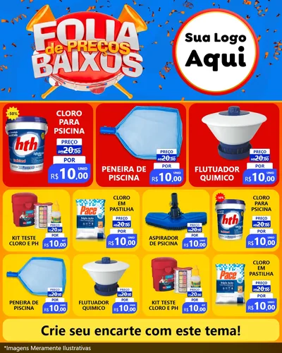 Modelo de Rede Social para Feed Instagram com o tema Folia de Preços Baixos para Produtos para Piscina