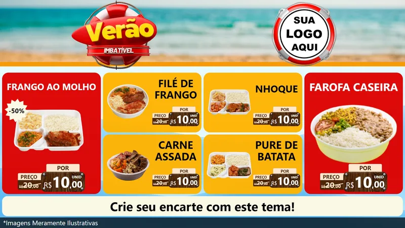 Modelo de TV para TV Horizontal com o tema Verão Imbatível para Restaurante