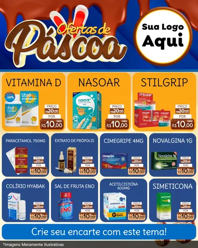 Modelo de Rede Social para Feed Instagram com o tema Ofertas de Páscoa para Farmácia