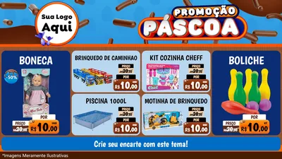 Modelo de TV para TV Horizontal com o tema Promoção Páscoa para Brinquedos
