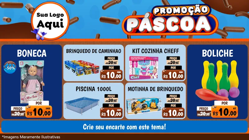 Modelo de TV para TV Horizontal com o tema Promoção Páscoa para Brinquedos