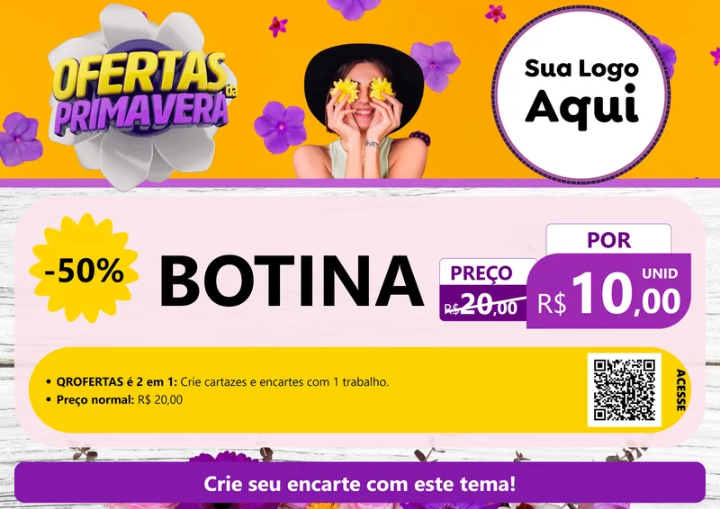 Modelo de Cartaz para Cartaz A4 Horizontal com o tema Ofertas Da Primavera para Agropecuária