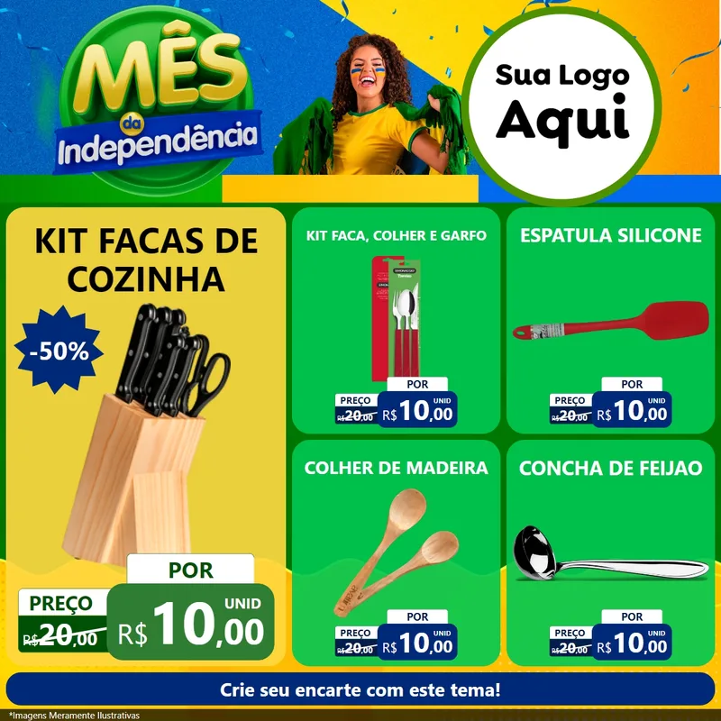 Modelo de Rede Social para Feed Facebook com o tema Mês da Independência para Utilidades Domésticas