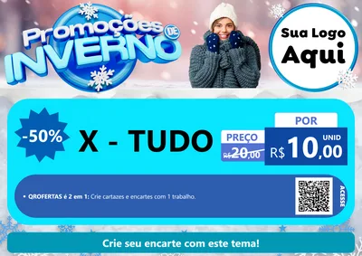 Modelo de Cartaz para Cartaz A4 Horizontal com o tema Promoções de Inverno para Hamburgueria