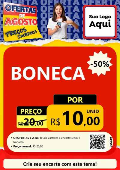 Modelo de Cartaz para Cartaz A4 Vertical com o tema Ofertas de Agosto - Preços Incríveis para Brinquedos