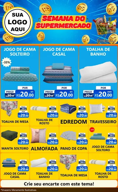 Modelo de Encarte para Encarte Grande com o tema Semana do Supermercado para Cama, Mesa e Banho