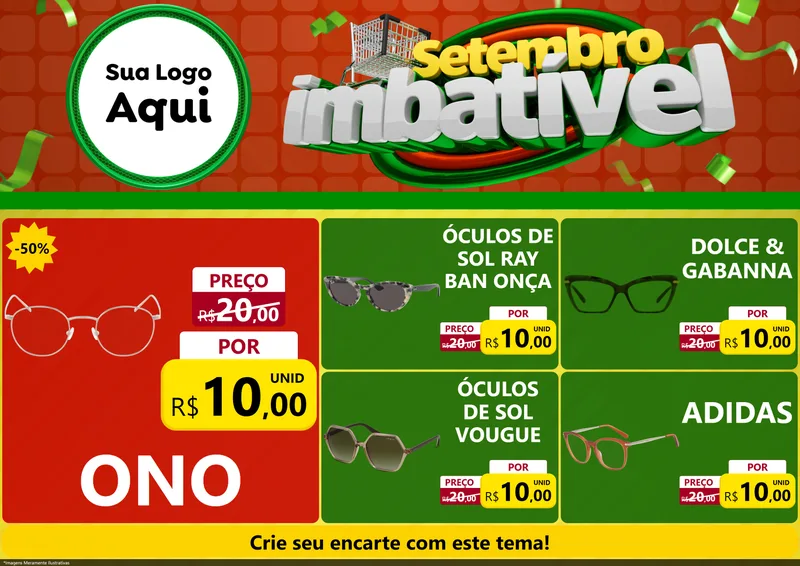 Modelo de Encarte para Encarte A4 Horizontal com o tema Setembro Imbatível para Óticas