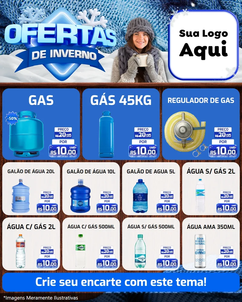 Modelo de Rede Social para Feed Instagram com o tema Ofertas de Inverno para Água e gás