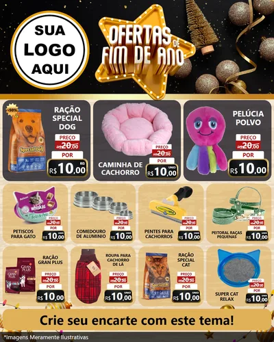 Modelo de Rede Social para Feed Instagram com o tema Ofertas de Fim de Ano para Pet Shop