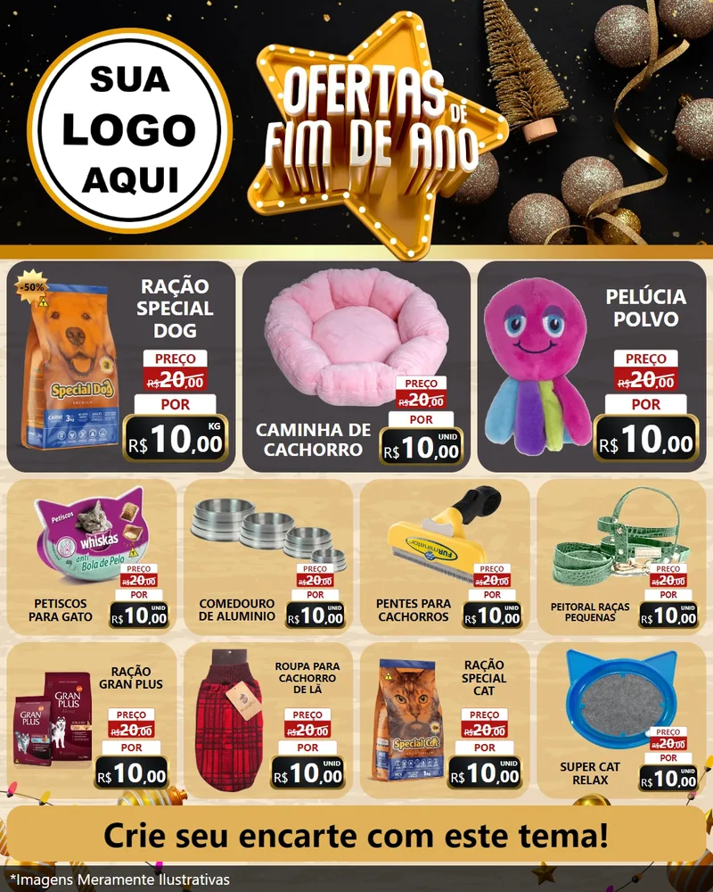 Modelo de Rede Social para Feed Instagram com o tema Ofertas de Fim de Ano para Pet Shop