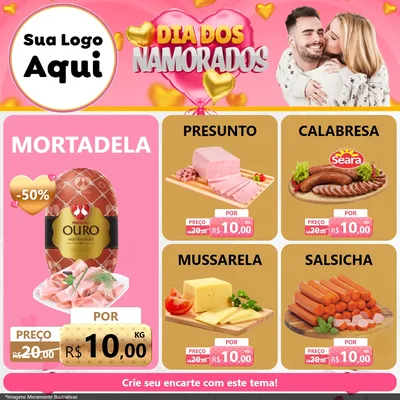 Modelo de Rede Social para Feed Facebook com o tema Dia dos Namorados para Frios e Laticínios