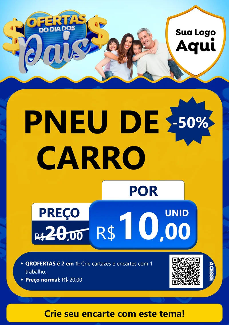 Modelo de Cartaz para Cartaz A4 Vertical com o tema Ofertas do Dia dos Pais para Auto peças