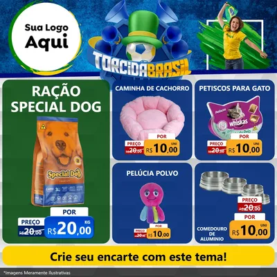 Modelo de Rede Social para Feed Facebook com o tema Torcida Brasil - Copa para Pet Shop