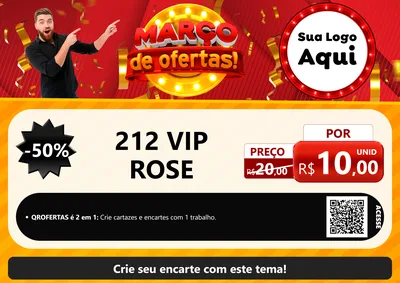 Modelo de Cartaz para Cartaz A4 Horizontal com o tema Março de Ofertas! para Perfumes