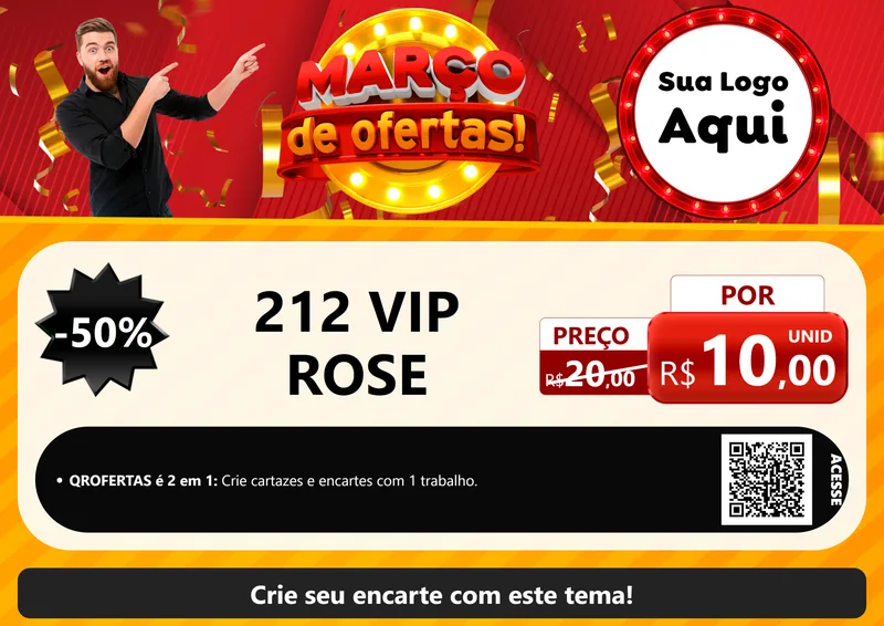Modelo de Cartaz para Cartaz A4 Horizontal com o tema Março de Ofertas! para Perfumes