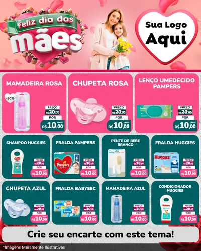 Modelo de Rede Social para Feed Instagram com o tema Feliz Dia das Mães para Bebês