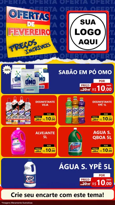 Modelo de TV para TV Vertical com o tema Ofertas de Fevereiro - Preços Incríveis para Produtos de Limpeza