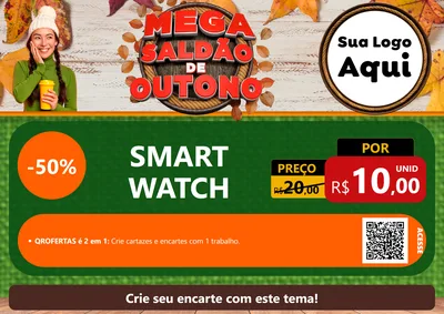Modelo de Cartaz para Cartaz A4 Horizontal com o tema Mega Saldão de Outono para Informática