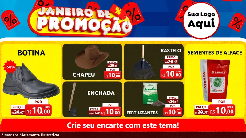 Modelo de TV para TV Horizontal com o tema Janeiro de Promoção para Agropecuária