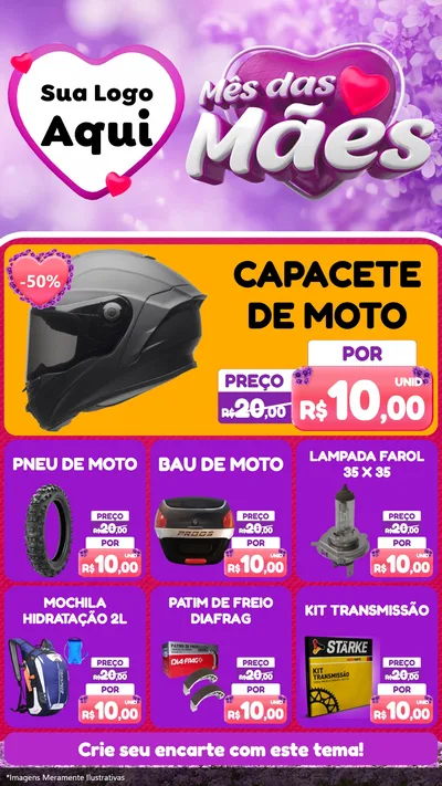 Modelo de Rede Social para Stories com o tema Mês das Mães para Moto peças