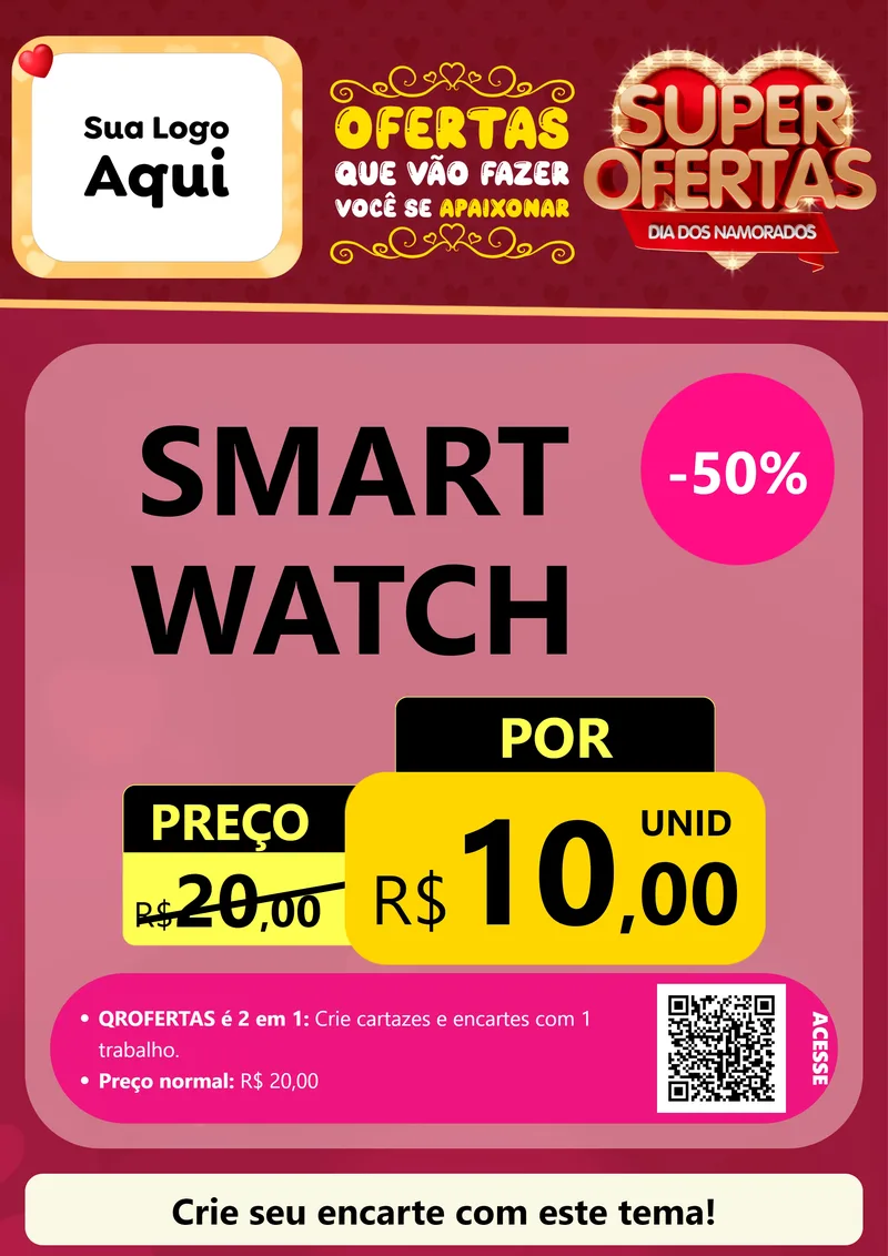 Modelo de Cartaz para Cartaz A4 Vertical com o tema Dia dos Namorados para Informática