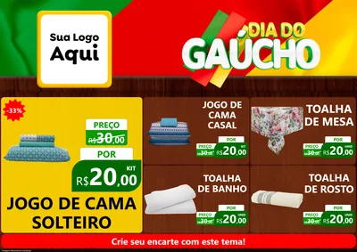 Modelo de Encarte para Encarte A4 Horizontal com o tema Dia do Gaúcho para Cama, Mesa e Banho