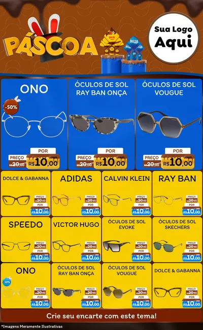 Modelo de Encarte para Encarte Grande com o tema Páscoa para Óticas