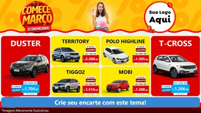 Modelo de TV para TV Horizontal com o tema Comece Março Economizando para Concessionaria de Carros