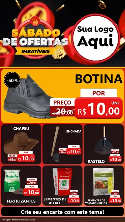 Modelo de Rede Social para Stories com o tema Sábado de Ofertas Imbatíveis para Agropecuária