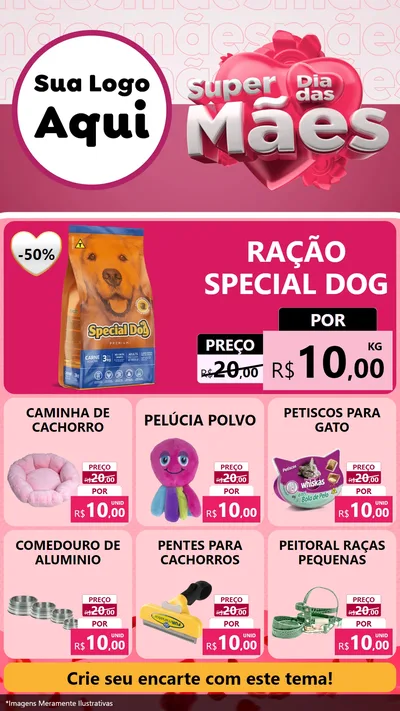 Modelo de Rede Social para Stories com o tema Super Dia Das Mães para Pet Shop