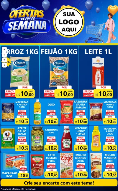 Modelo de Encarte para Encarte Grande com o tema Ofertas de Fim de Semana para Supermercado