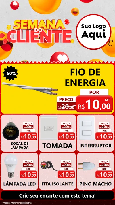 Modelo de Rede Social para Stories com o tema Semana do Cliente para Materiais Elétricos